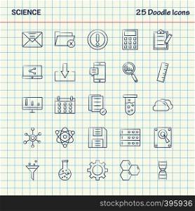 Science 25 Doodle Icons. Hand Drawn Business Icon set