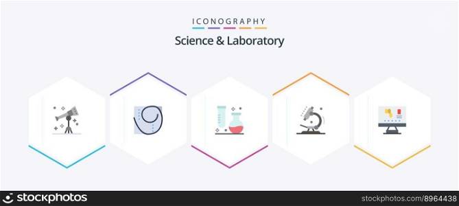 Science 25 Flat icon pack including biology. microscope. chemistry. laboratory. tube