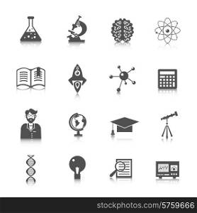 Science and research icon set with laboratory experiment equipment and education signs isolated vector illustration. Science And Research Icon