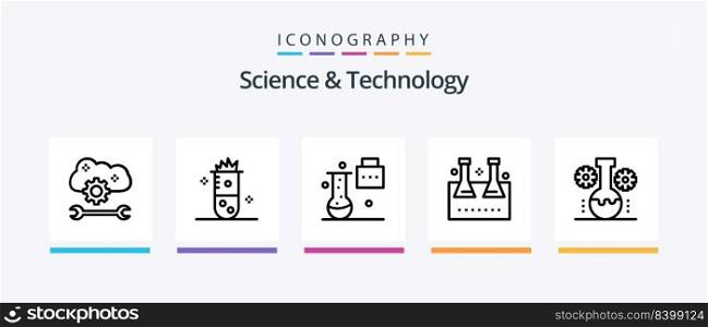 Science And Technology Line 5 Icon Pack Including lab management. bear lab. funnel. scientific research. science lab. Creative Icons Design
