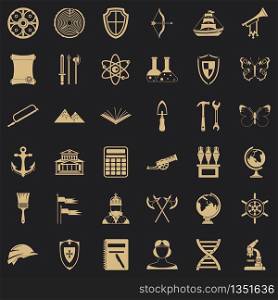 Science archeology icons set. Simple style of 36 science archeology vector icons for web for any design. Science archeology icons set, simple style
