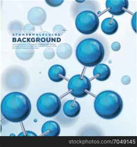 Science Background With Atoms And Molecules. Illustration of a science background with blue molecules and atom particles