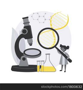 Science camp abstract concept vector illustration. Science summer camp, young scientists lessons, laboratory tests, thematic vacation for kids, outdoor study, making experiment abstract metaphor.. Science camp abstract concept vector illustration.