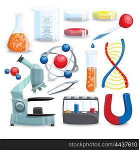 Science Cartoon Set. Science Icons Set. Science Vector Illustration. Science Cartoon Symbols. Chemistry Design Set.Science Isolated Set.