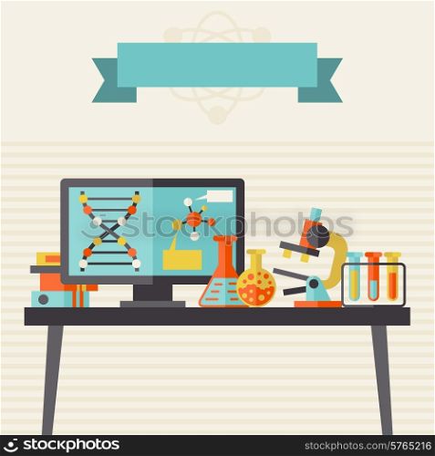 Science concept illustration in flat design style.