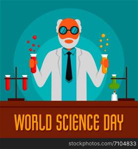 Science day concept background. Flat illustration of science day vector concept background for web design. Science day concept background, flat style