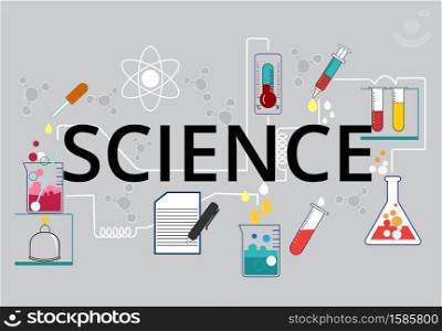 Science experiments Chemical experiments with a variety of scientific equipment are a demonstration of experimental procedures.and recording the results of scientific experiments,Text science