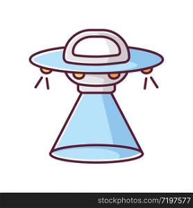 Science fiction blue RGB color icon. Sci fi movies, popular futuristic fantasy films. Cinema category, space opera. Flying saucer, UFO isolated vector illustration