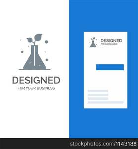 Science, Flask, Trees Grey Logo Design and Business Card Template