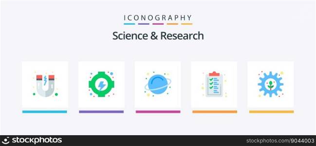 Science Flat 5 Icon Pack Including . plant. space. gear. finance. Creative Icons Design