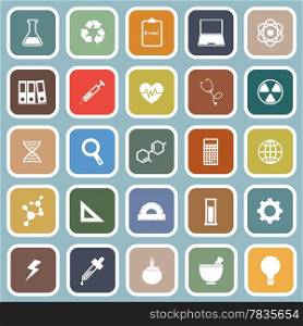 Science flat icons on blue background, stock vector