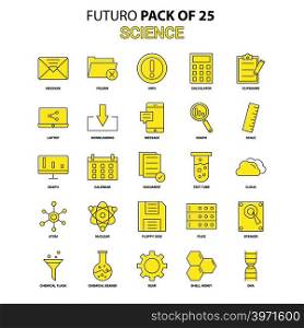 Science Icon Set. Yellow Futuro Latest Design icon Pack