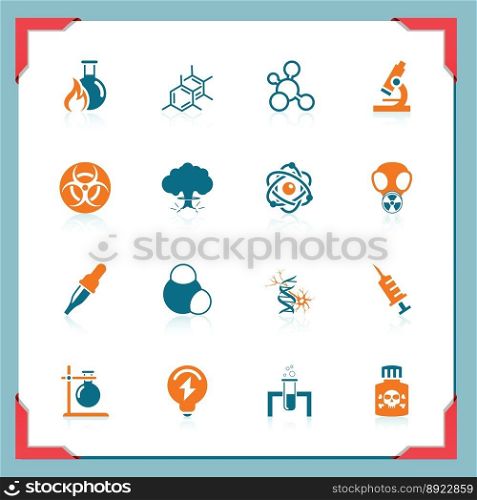 Science icons - in a frame series vector image