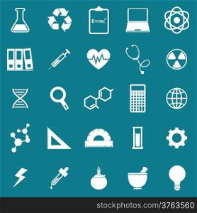 Science icons on blue background, stock vector