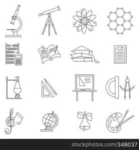 Science icons set thin line style isolated on white background. Science icons set, thin line style