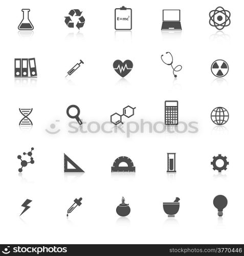 Science icons with reflect on white background, stock vector