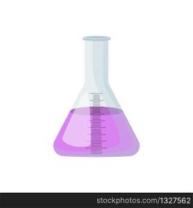 Science laboratory flask equipment with test substance. vector illustration