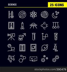 Science Line Icon Pack For Designers And Developers. Icons Of Launch, Rocket, Space, Startup, Astronomy, Solar, System, Science, Vector
