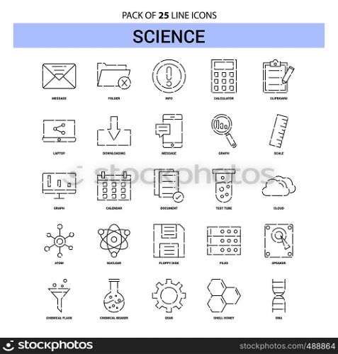 Science Line Icon Set - 25 Dashed Outline Style
