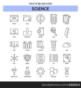 Science Line Icon Set - 25 Dashed Outline Style
