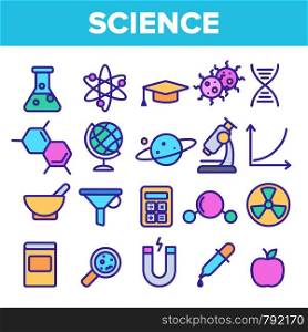 Science Line Icon Set Vector. Analysis Graphic Silhouette. Science Laboratory Icons. Thin Outline Illustration. Science Line Icon Set Vector. Analysis Graphic Silhouette. Science Laboratory Icons. Thin Outline Web Illustration