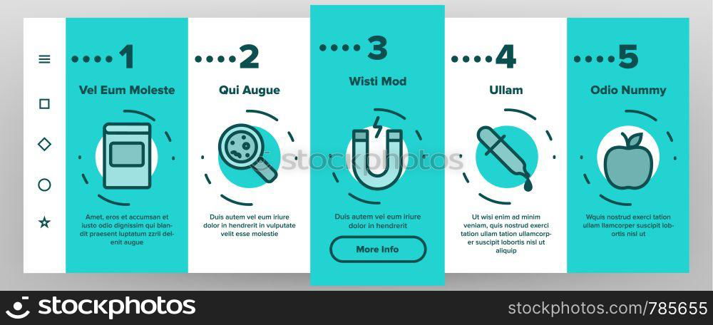 Science Line Icon Set Vector Onboarding Mobile App Page Screen. Analysis Graphic Silhouette. Science Laboratory Icons. Thin Outline Illustration. Science Line Icon Set Vector Onboarding