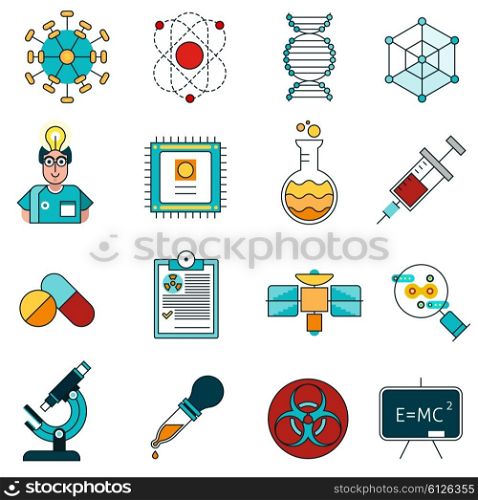 Science Line Icons Set . Science line icons set with idea and experiment symbols flat isolated vector illustration