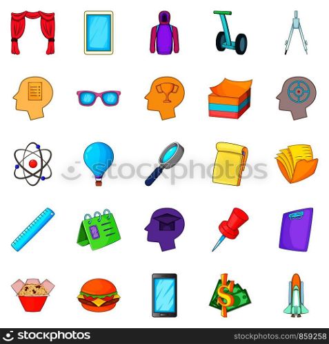 Science project icons set. Cartoon set of 25 science project vector icons for web isolated on white background. Science project icons set, cartoon style