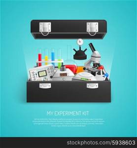 Science realistic set with chemical lab equipment 3d vector illustration. Science Set Realistic