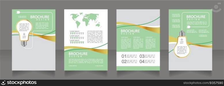 Science researching in power industry blank brochure design. Template set with copy space for text. Premade corporate reports collection. Editable 4 paper pages. Calibri, Arial fonts used. Science researching in power industry blank brochure design