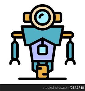 Science robot icon. Outline science robot vector icon color flat isolated. Science robot icon color outline vector
