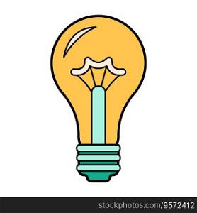 Science school light bulb icon. Physical education laboratory cartoon equipment. Bold bright concept creativity idea, strategy, business success. Vector illustration isolated on white. Science school light bulb icon. Physical education laboratory cartoon equipment. Bold bright concept creativity idea, strategy, business success. Vector illustration isolated on white.