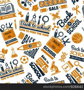 Science symbols pattern. Seamless background with pictures of school. School pattern seamless, education learning, vector illustration. Science symbols pattern. Seamless background with pictures of school