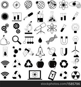 Science & technology icon,Creative flat vector illustration with various science, chemistry and technology symbols.