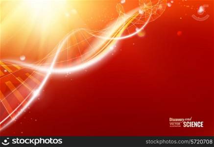 Science template for your card, red wallpaper or banner with a DNA molecules of polygons. Vector illustration.