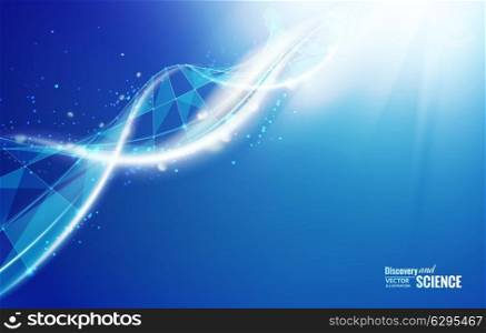 Science template for your card, wallpaper or banner with a DNA molecules of poligons. Vector illustration.
