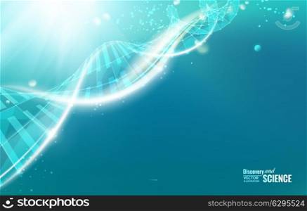 Science template for your card, wallpaper or banner with a DNA molecules of poligons. Vector illustration.