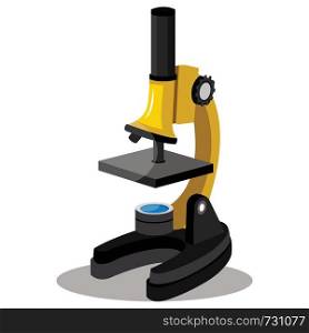 Science yellow microscope vector illustration on white background
