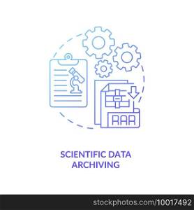 Scientific data archiving concept icon. Researching information idea thin line illustration. Test hypothesis and theories. Vector isolated outline RGB color drawing. Editable stroke. Scientific data archiving concept icon