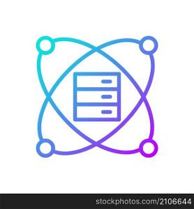 Scientific data mining gradient linear vector icon. Dataset of researching works. Virtual server to storage information. Thin line color symbol. Modern style pictogram. Vector isolated outline drawing. Scientific data mining gradient linear vector icon