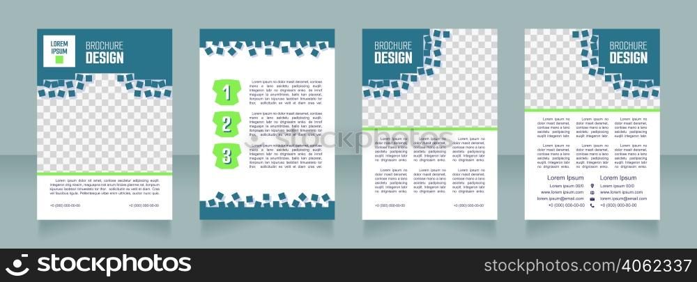 Scientific laboratory blank brochure design. Template set with copy space for text. Premade corporate reports collection. Editable 4 paper pages. Smooch Sans Light, Bold, Arial Regular fonts used. Scientific laboratory blank brochure design
