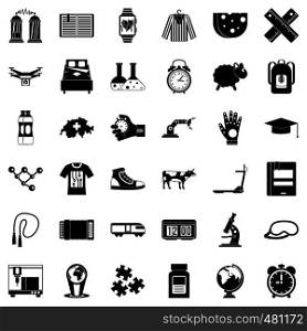 Scientific things icons set. Simple style of 36 scientific things vector icons for web isolated on white background. Scientific things icons set, simple style