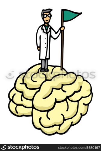 Scientist conquering brain