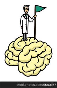 Scientist conquering brain