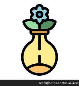 Scientist flower flask icon. Outline Scientist flower flask vector icon color flat isolated. Scientist flower flask icon color outline vector