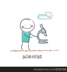 scientist. Fun cartoon style illustration. The situation of life.
