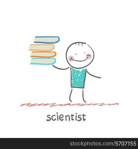 scientist. Fun cartoon style illustration. The situation of life.