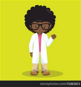 scientist, girl, black, 03, Vector, illustration, cartoon, graphic, vect