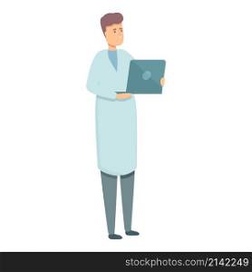 Scientist laptop icon cartoon vector. Medical laboratory. Chemistry test. Scientist laptop icon cartoon vector. Medical laboratory