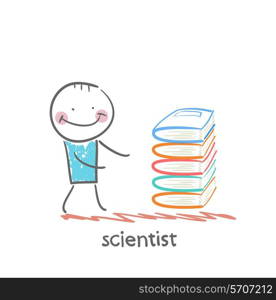 scientist with books